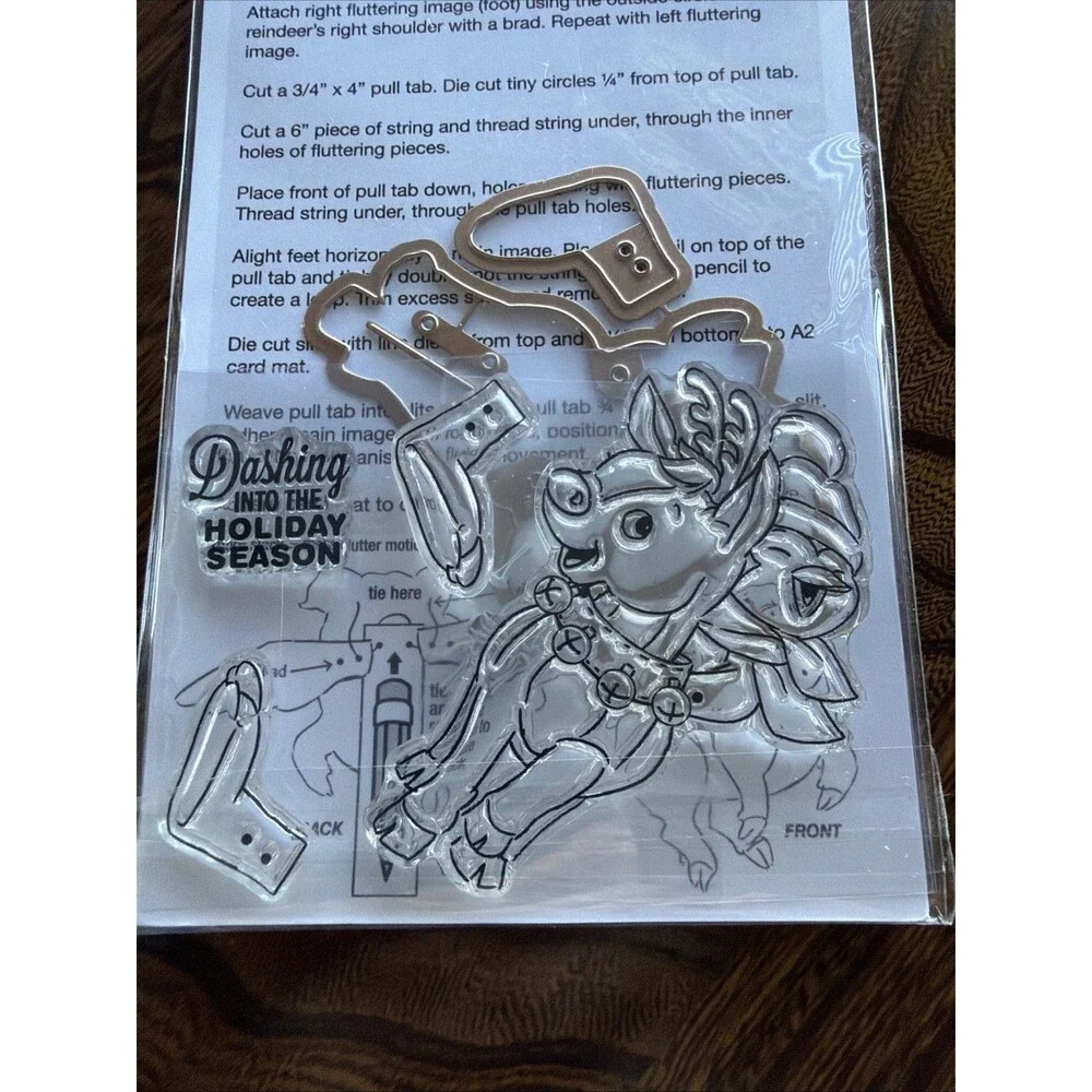 Art Impressions Reindeer Flutter Clear Stamps and Dies #5030 Christmas penguin
